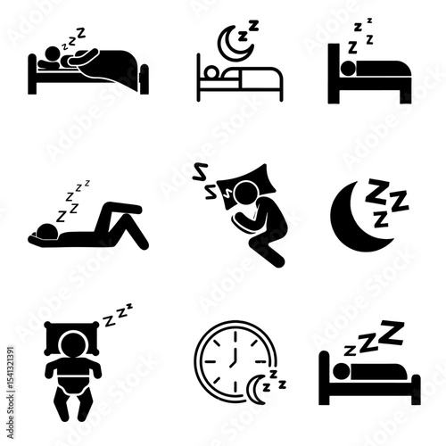 Sleeping icon vector set