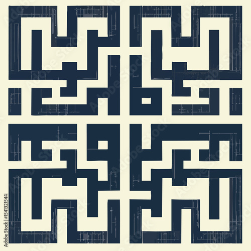 Geometric Maze in Square Formation