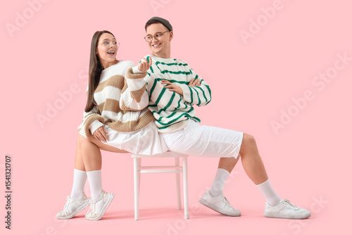 Fashionable young couple in...