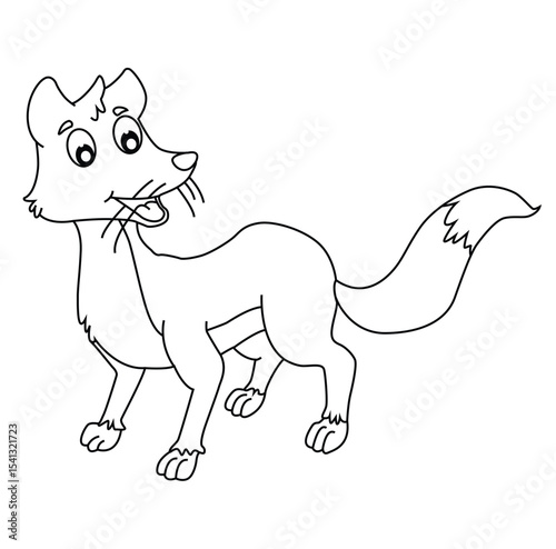 Cute cartoon hand drawn vector funny fox outline.