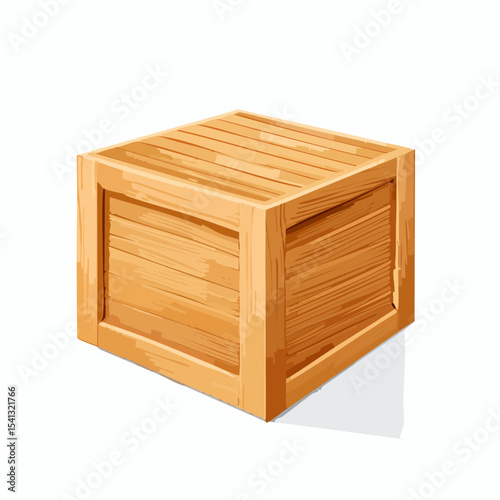 Wooden Crate Rustic Packaging Design,  Simple Box Illustration