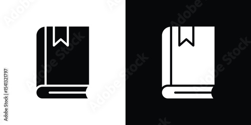 Book bookmark icon in flat black solid vector set