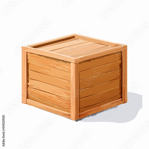 Wooden Crate Rustic Packaging Design,  Natural Wooden Box Illustration