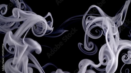 high-detailed slow-motion dense smoke. Smoke animation 3d on black background. Vape smoke transparent 4k video