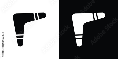 Boomerang icon in flat black solid vector set