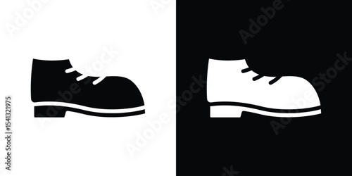 Boot icon in flat black solid vector set