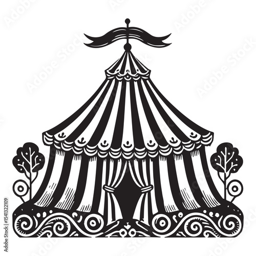 Circustic Carnival Tent clipart design, Carnival animal silhouette illustration, cute animal Circustic Elements design sublimation 

