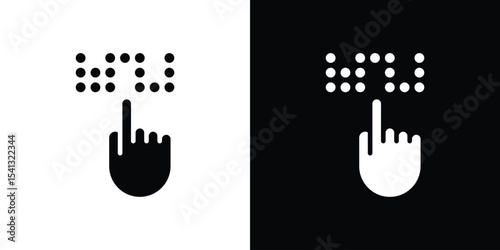 Braille icon in flat black solid vector set