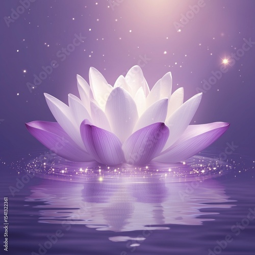 Stunning purple lotus flower in full bloom, symbolizing peace, spirituality, and beauty, captured with vibrant petals and natural green background