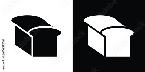 Bread loaf icon in flat black solid vector set