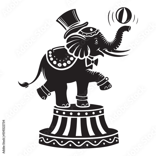 Circustic elephant illustration design, Carnival animal silhouette Clipart, cute animal Circustic Elements design sublimation 
