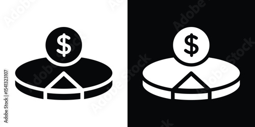 Budget planning icon in flat black solid vector set