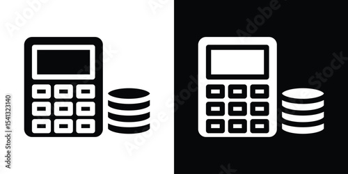 Budget icon in flat black solid vector set