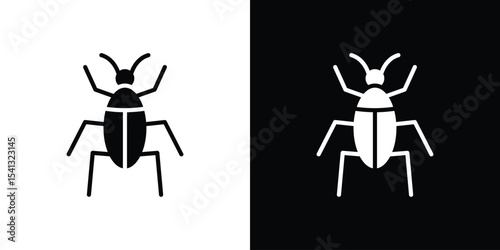 Bug icon in flat black solid vector set