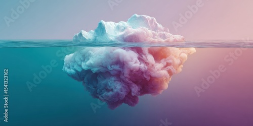 Eco Advocacy Iceberg Concept Revealing Visible and Hidden Environmental Impacts in Calm Ocean for Climate Change and Awareness Campaigns