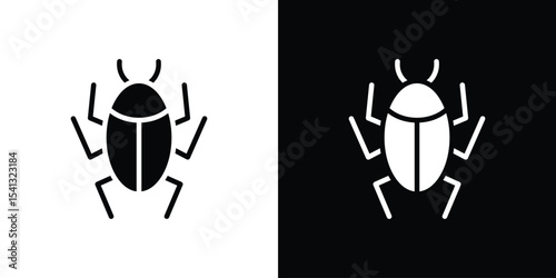 Bugs icon in flat black solid vector set