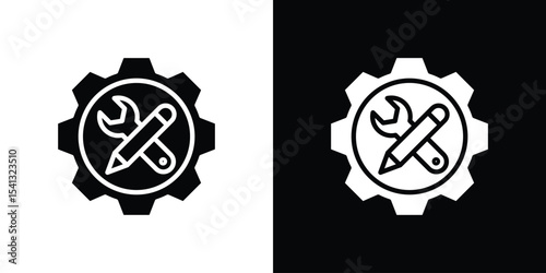 Business development icon in flat black solid vector set