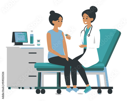 Doctor Patient Interaction During Vaccine Appointment in Clinic Setting
