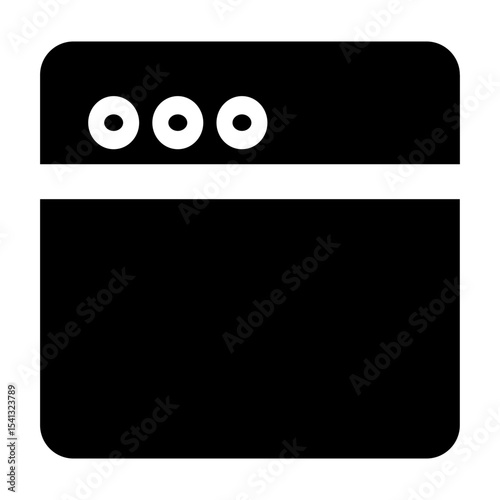 Clean and modern solid vector icon of a browser, representing business themes. Perfect for mobile apps, infographics, UI/UX designs. This scalable SVG is ideal for digital or print projects.