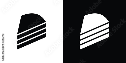Cake-slice icon in flat black solid vector set