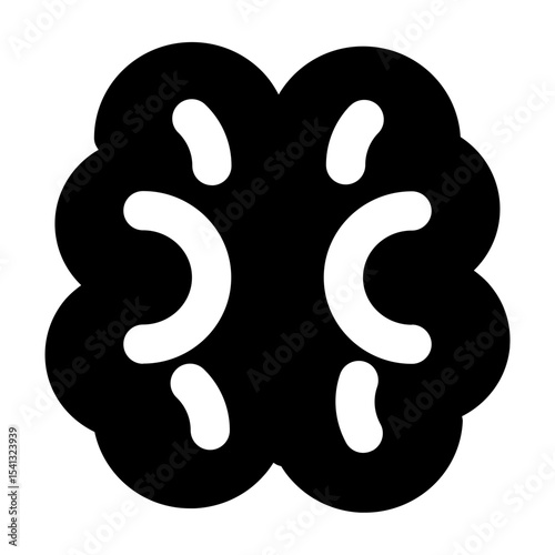 Clean and modern solid vector icon of a brain, representing business themes. Perfect for mobile apps, infographics, UI/UX designs. This scalable SVG is ideal for digital or print projects.