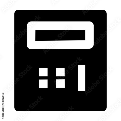 Clean and modern solid vector icon of a calculator, representing business themes. Perfect for mobile apps, infographics, UI/UX designs. This scalable SVG is ideal for digital or print projects.