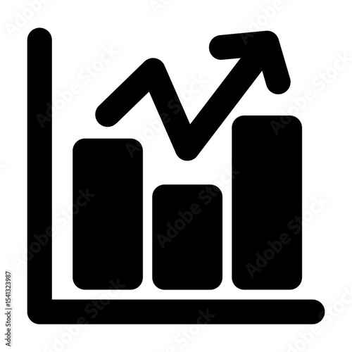 Clean and modern solid vector icon of a graph, representing business themes. Perfect for mobile apps, infographics, UI/UX designs. This scalable SVG is ideal for digital or print projects.