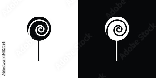 Candy icon in flat black solid vector set