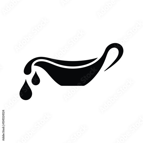 Black sauce boat icon with dripping liquid