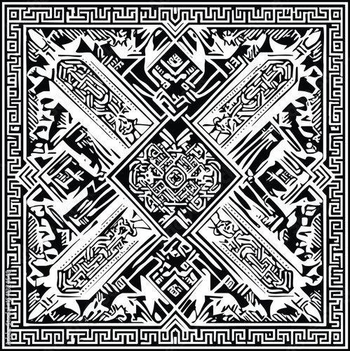 Complex Geometric Black and White Design