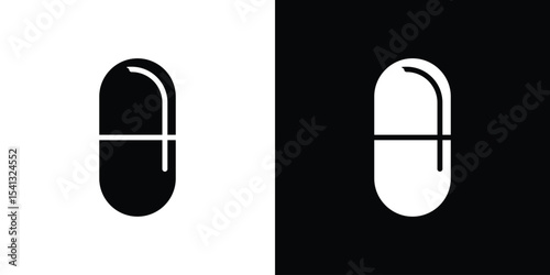 Capsules icon in flat black solid vector set