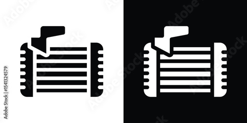 Car alternator icon in flat black solid vector set