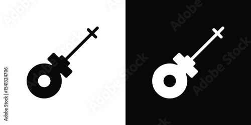 Car dipstick icon in flat black solid vector set