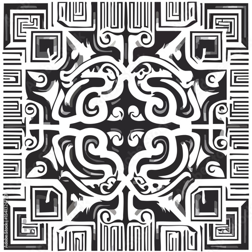 Decorative Black and White Floral Pattern