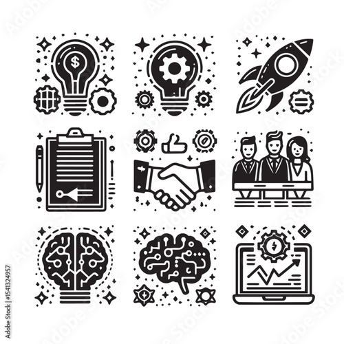 Business Start-Up Icons Set – Vector Icons for Website, Mobile App & UI Design