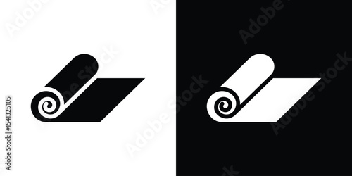 Carpet roll icon in flat black solid vector set