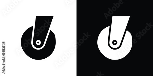 Cart trolley wheel icon in flat black solid vector set