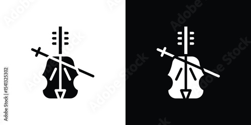 Cello icon in flat black solid vector set
