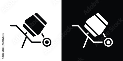 cement mixers icon in flat black solid vector set