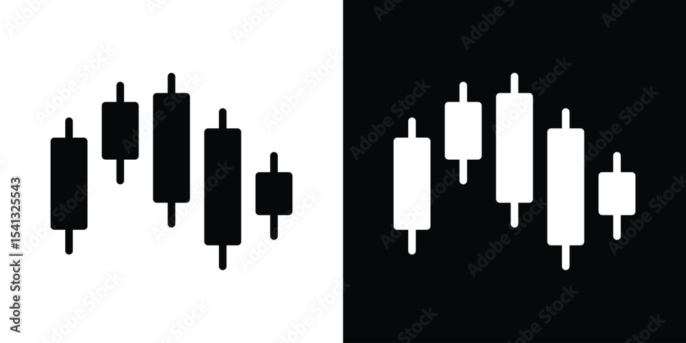 Obraz premium Chart candlestick icon in flat black solid vector set