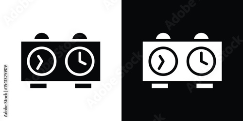 Chess clock icon in flat black solid vector set