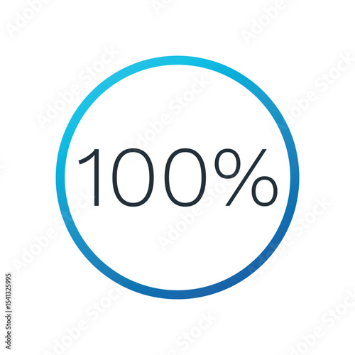 100 percent circle circle chart. Isolated symbol. Vector gradient element. Infographic sign. Illustration, icon for business, finance, report, web design, downloading, presentation