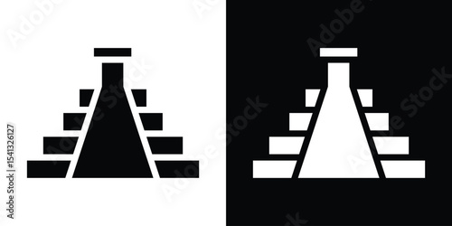 Chichen Itza icon in flat black solid vector set