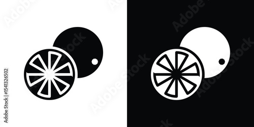 Citrus icon in flat black solid vector set