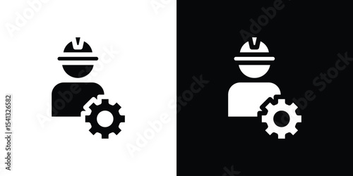 Civil Engineer icon in flat black solid vector set