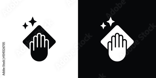 Clean icon in flat black solid vector set