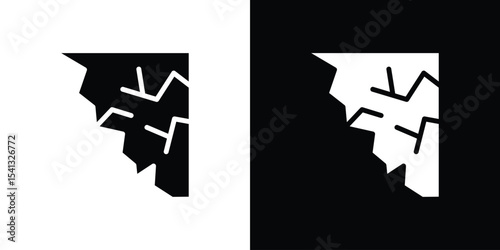 Cliff icon in flat black solid vector set