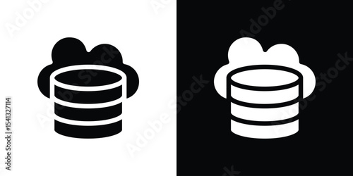 Cloud server icon in flat black solid vector set