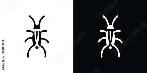 Cockroach icon in flat black solid vector set