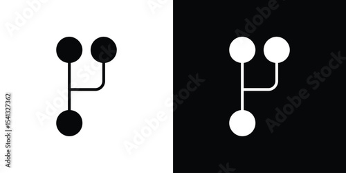 Code branch icon in flat black solid vector set